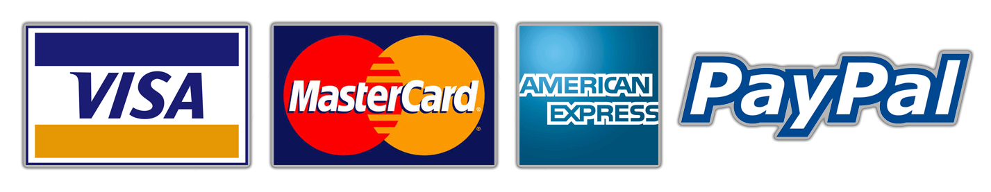 Visa, Mastercard, Amex, PayPal